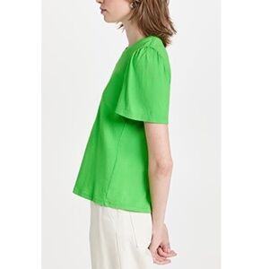 Raquel Allegra Apple Green Flutter Short Sleeve Cotton Tee Shirt Size 2 8/10 M L